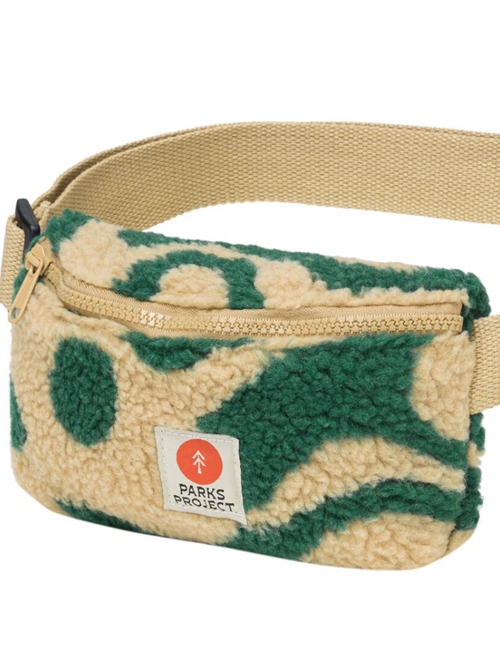 Parks Project Hiking Sherpa Fleece Fanny Pack Travel Cream & Green